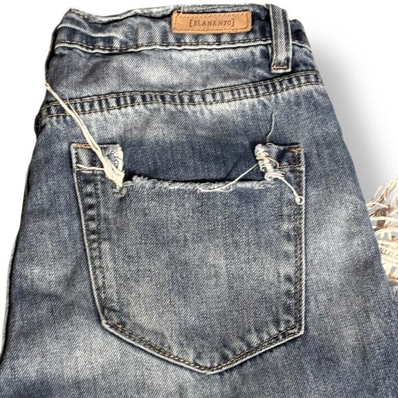 BLANKNYC The Madison Crop Distressed High-Rise Medium Wash Straight Jeans 25 - Picture 5 of 10